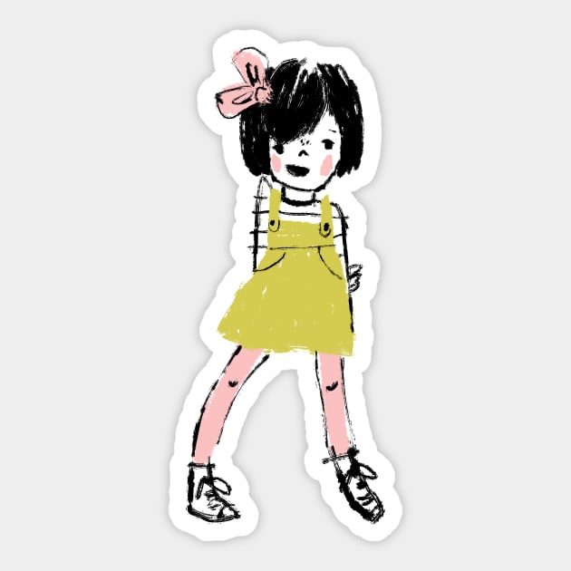 Mellow Yellow Girl Sticker by Shelley Johannes Art
